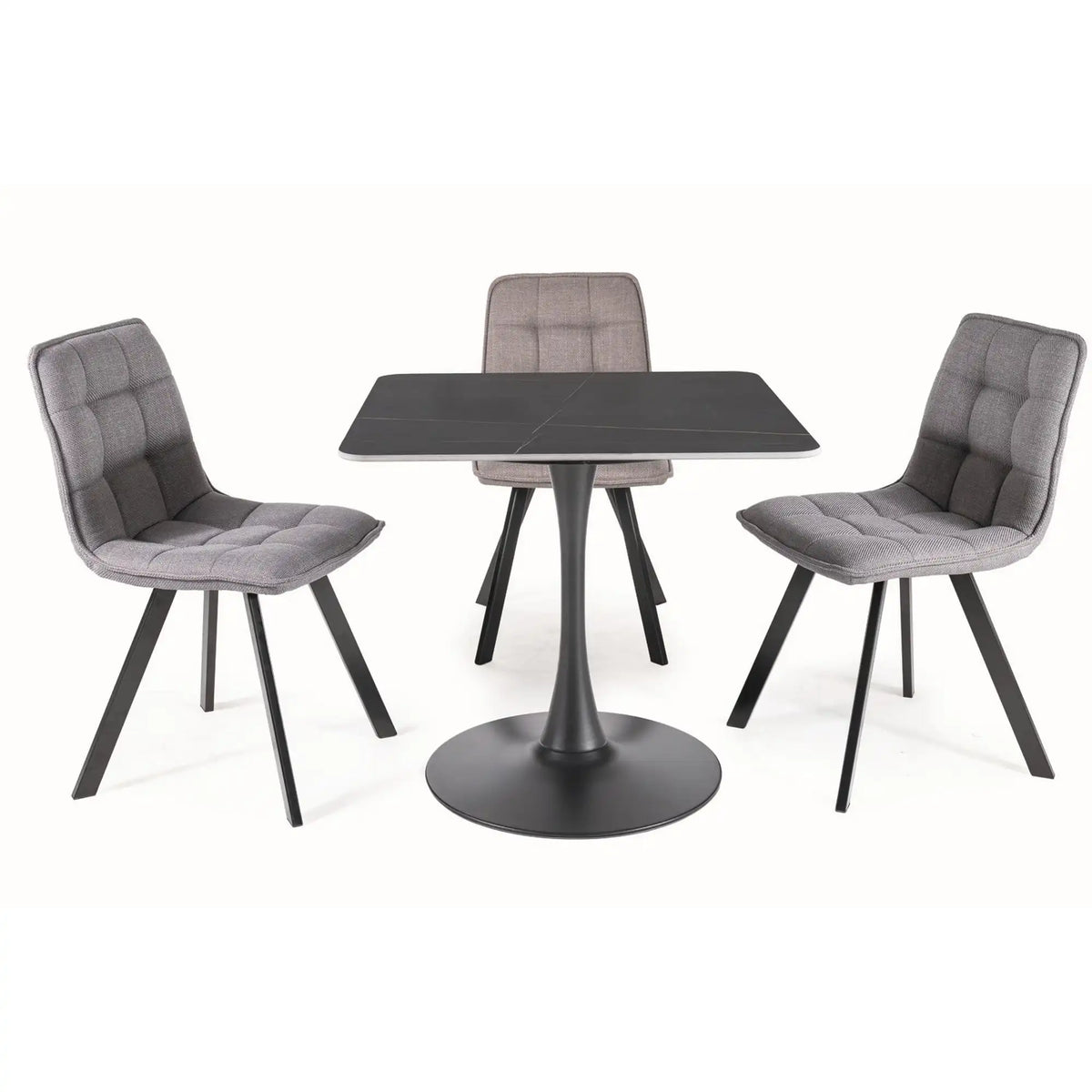 Masa ESPERO II, negru mat, ceramica/metal, 80x80x75 cm