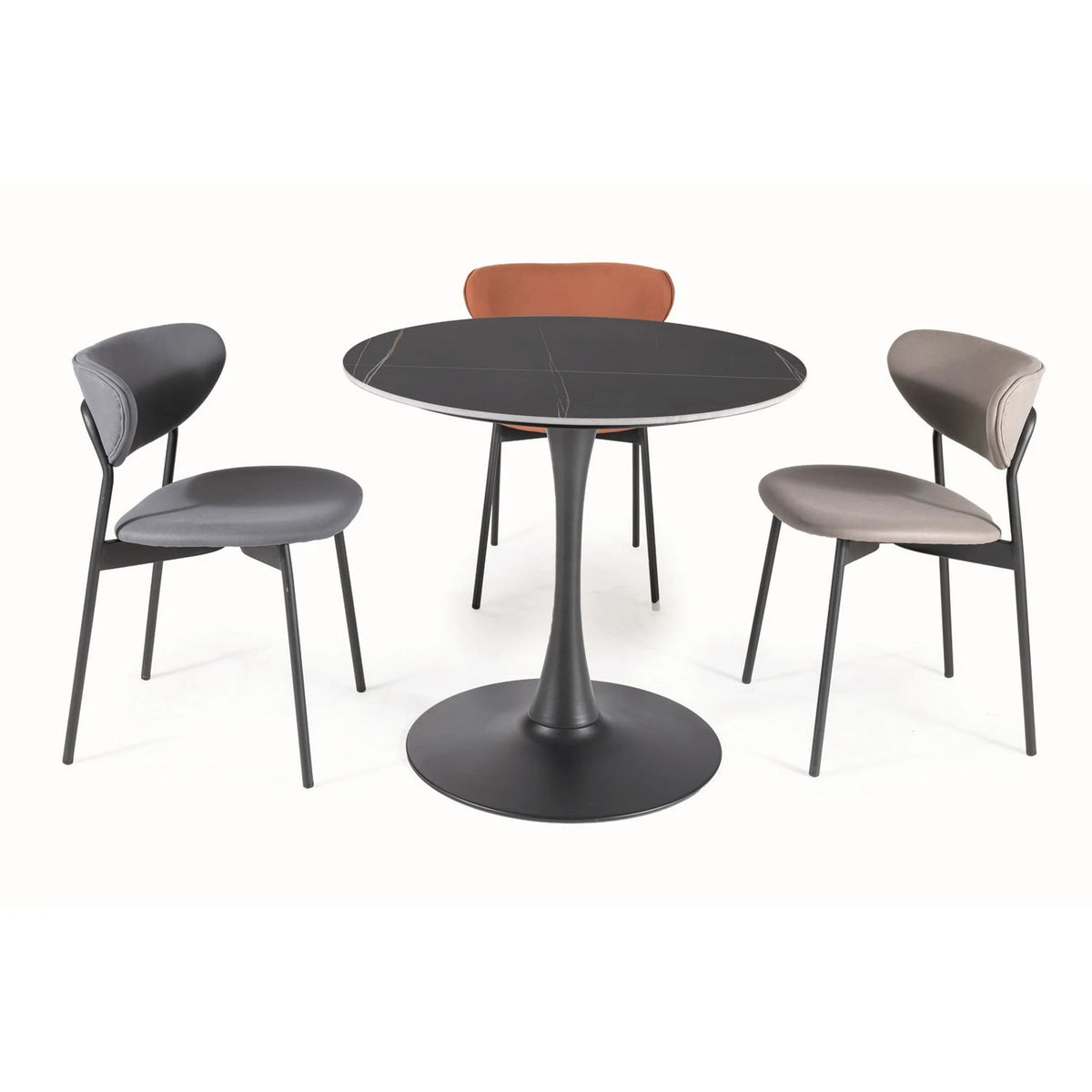 Masa ESPERO, negru mat, ceramica/metal, 80x75 cm