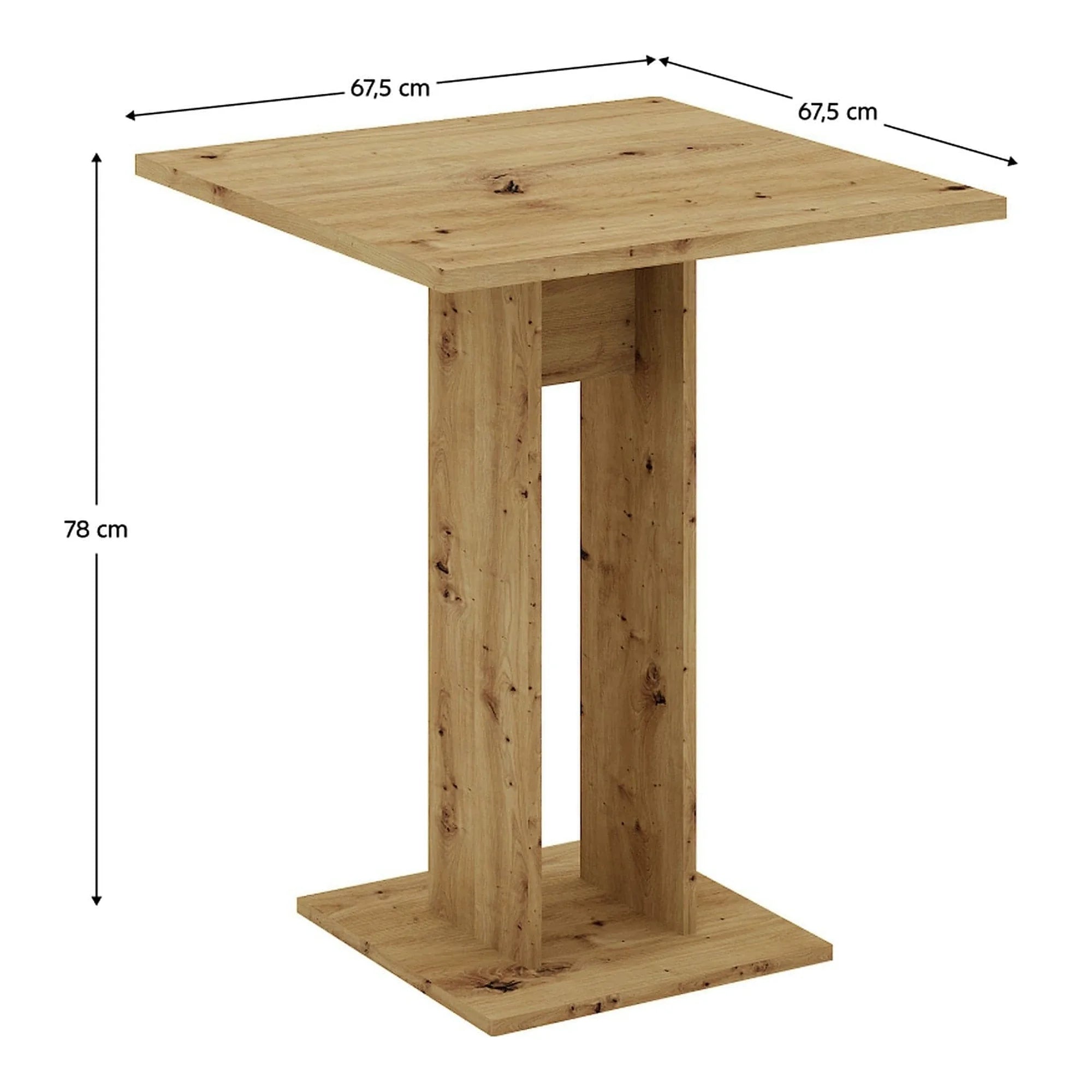Masa EVERET, stejar artisan, DTD laminat, 68x68x78 cm