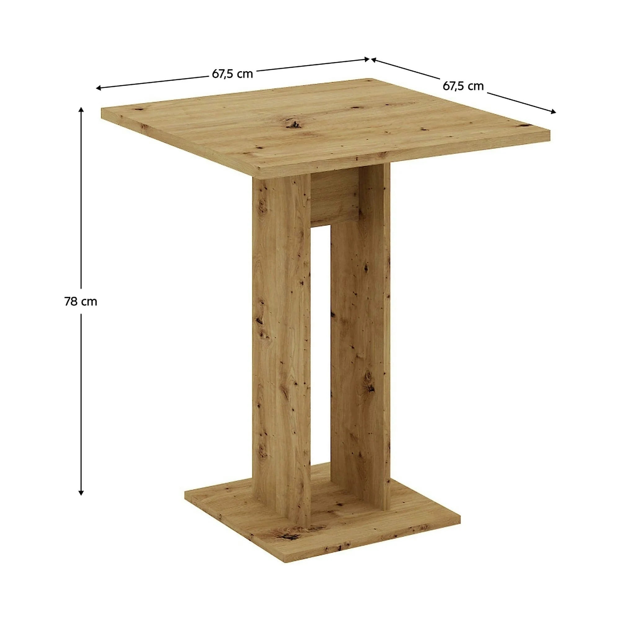 Masa EVERET, stejar artisan, DTD laminat, 68x68x78 cm