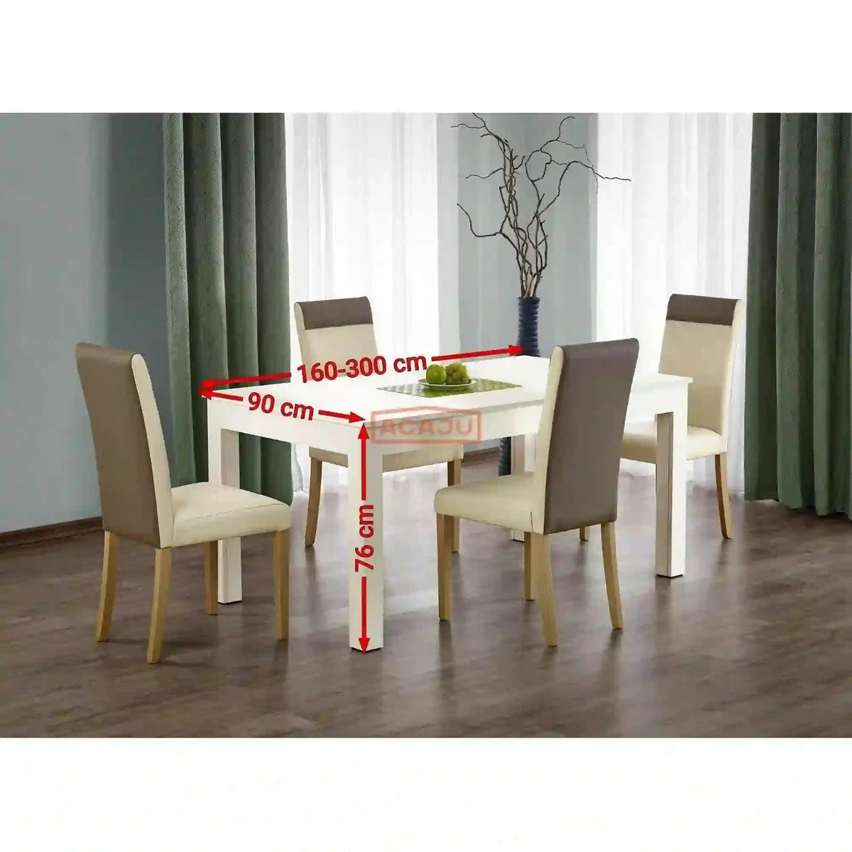 Masa extensibila 300 cm SEWERYN, alba, PAL