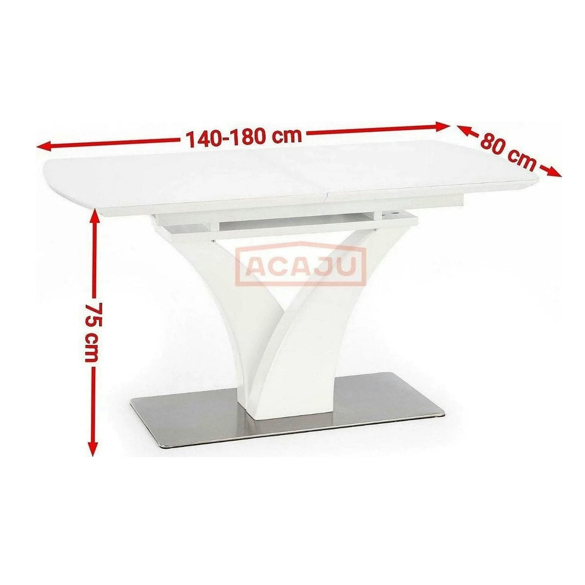 Masa extensibila 80 cm PALERMO, alb, sticla/otel