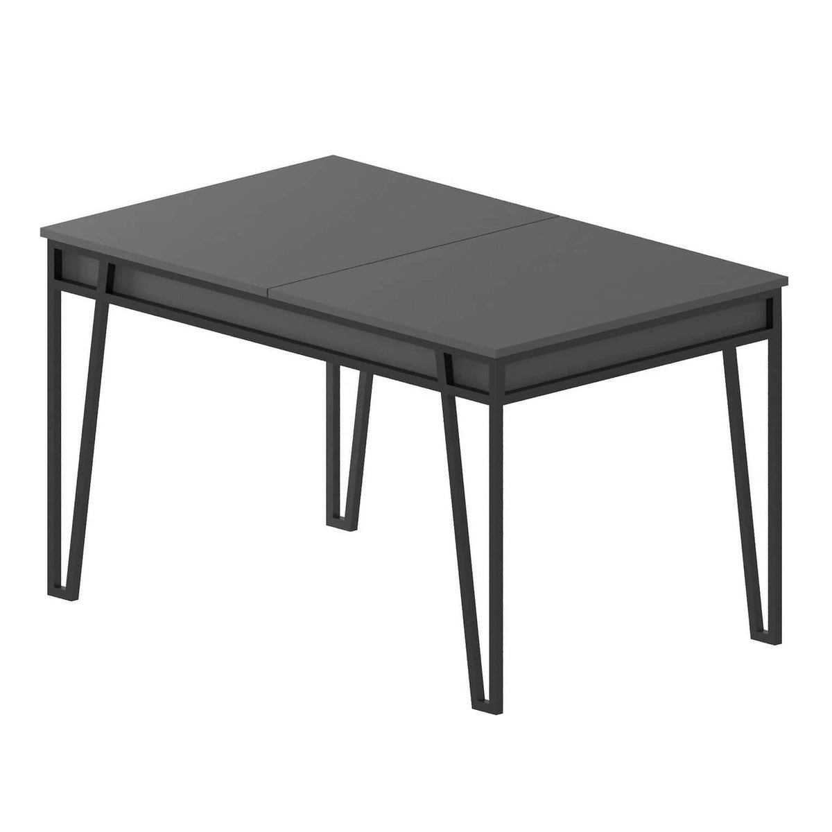 Masa extensibila 855DTE4603, gri inchis/negru, PAL melaminat/metal, 132/170x80x76 cm