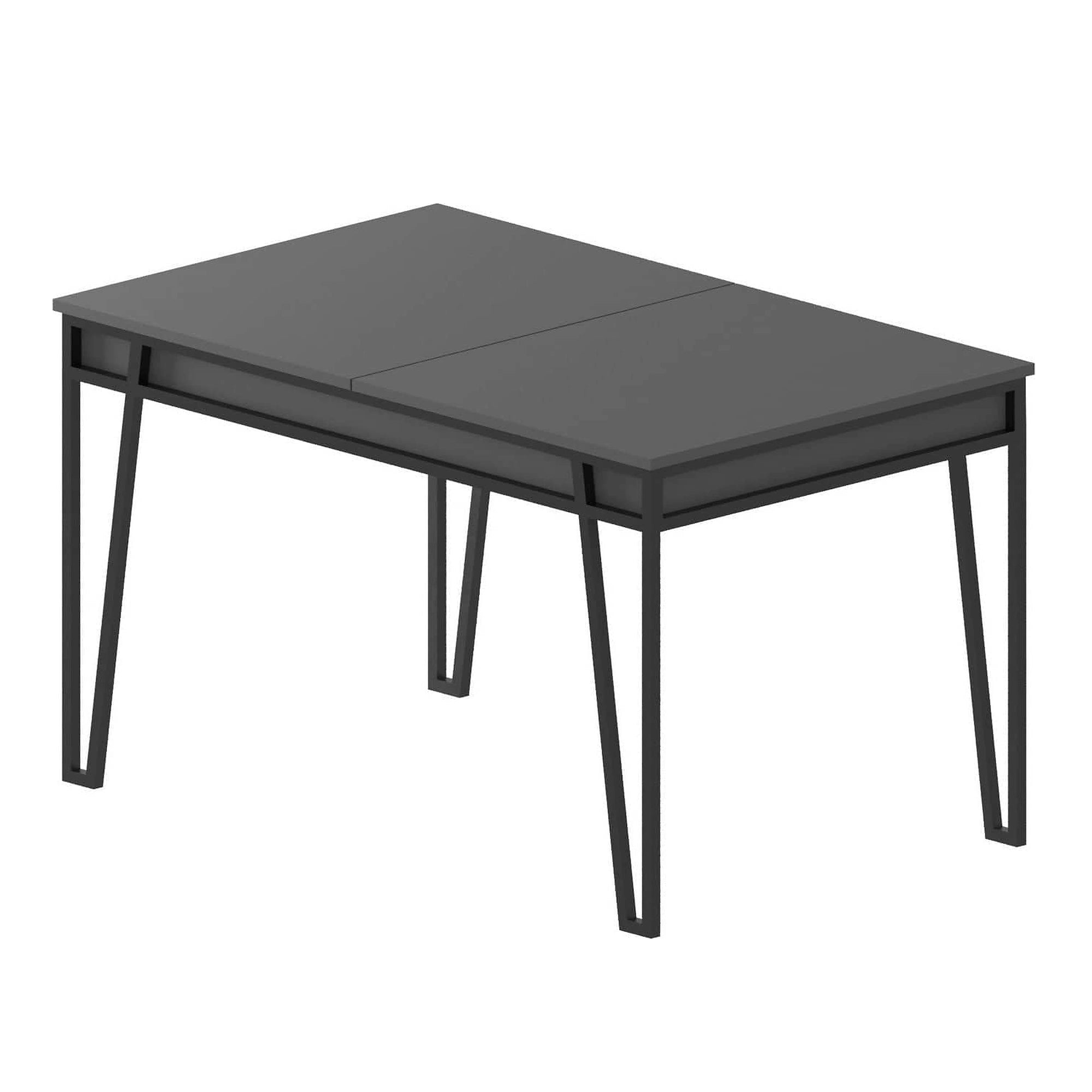 Masa extensibila 855DTE4603, gri inchis/negru, PAL melaminat/metal, 132/170x80x76 cm