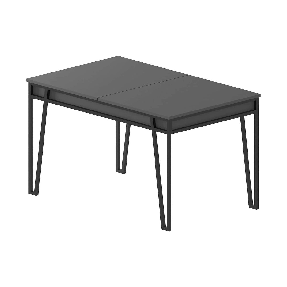 Masa extensibila 855DTE4603, gri inchis/negru, PAL melaminat/metal, 132/170x80x76 cm