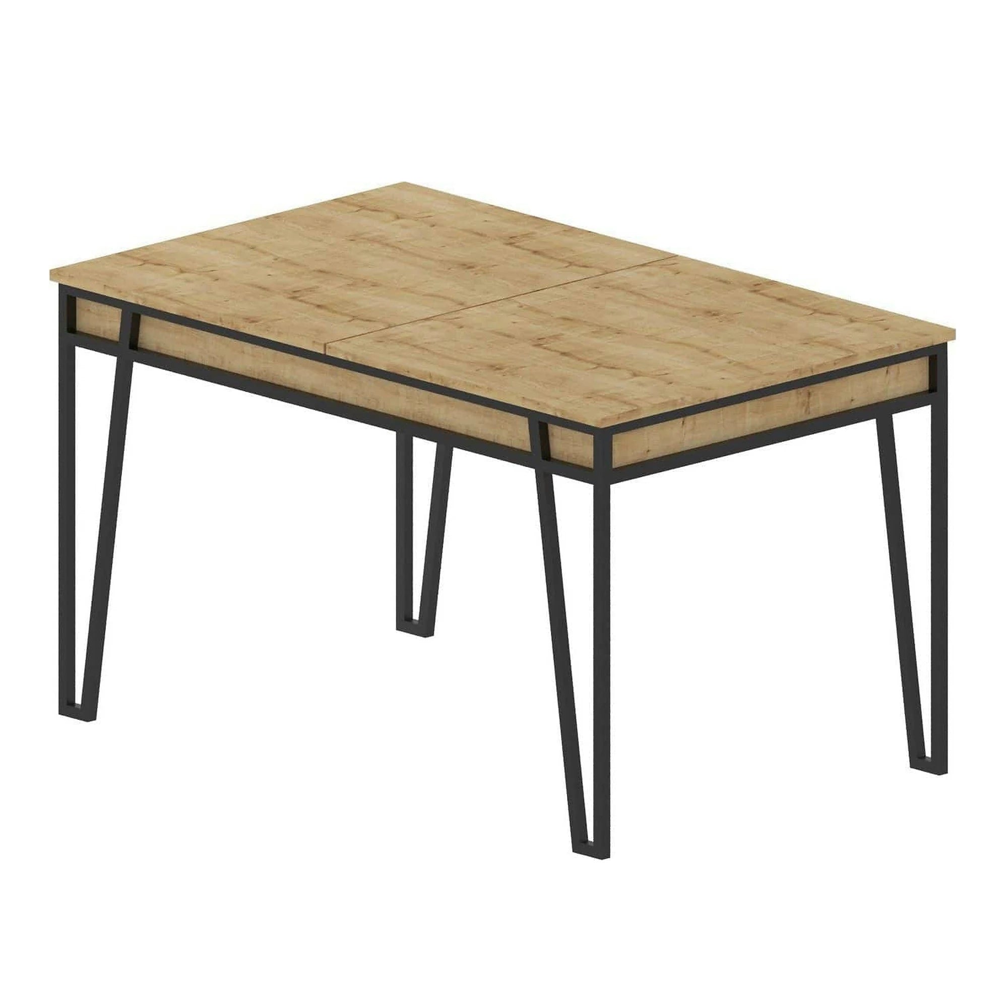 Masa extensibila 855DTE4604, stejar/negru, PAL melaminat/metal, 132/170x80x76 cm