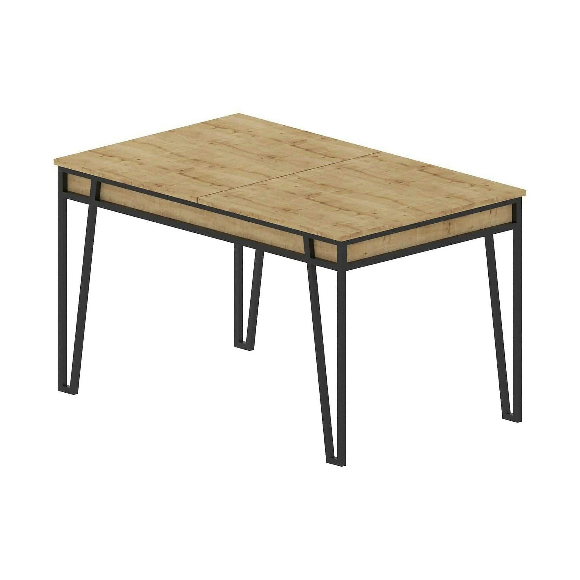 Masa extensibila 855DTE4604, stejar/negru, PAL melaminat/metal, 132/170x80x76 cm