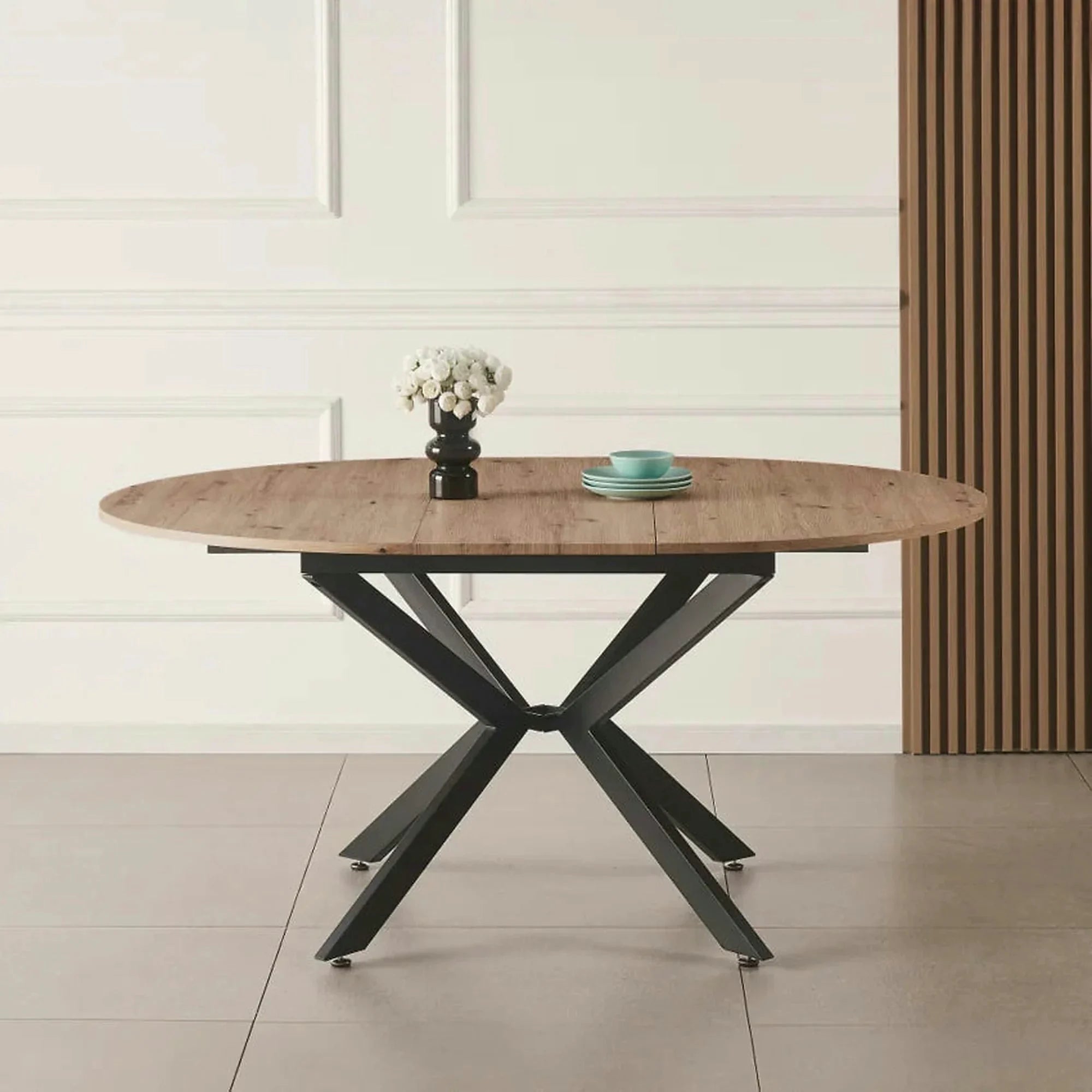 Masa extensibila ABERO TIP 1, stejar sonoma/negru, 100/140x100x75 cm