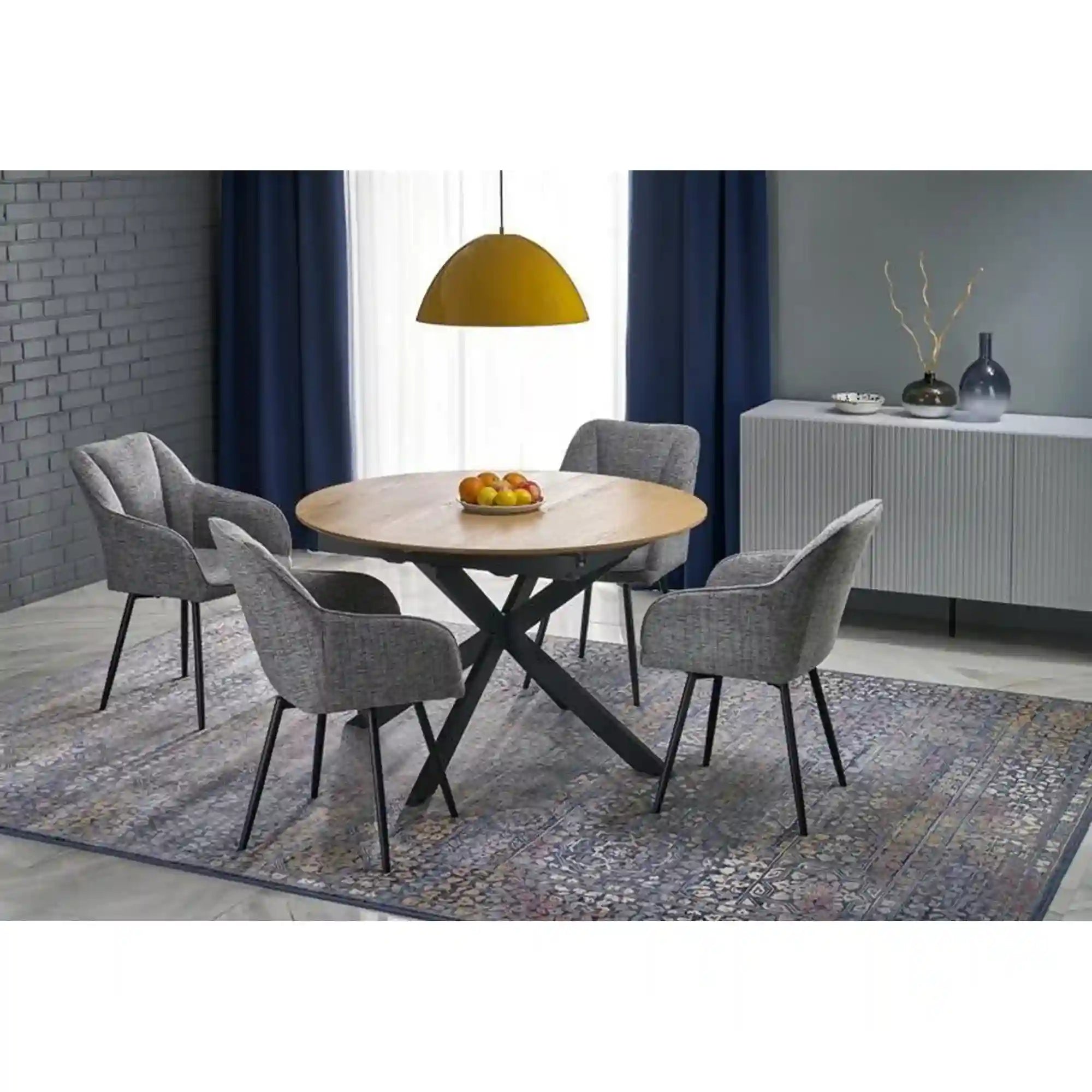 Masa extensibila ACORD, stejar/negru, 120-200x120x75 cm