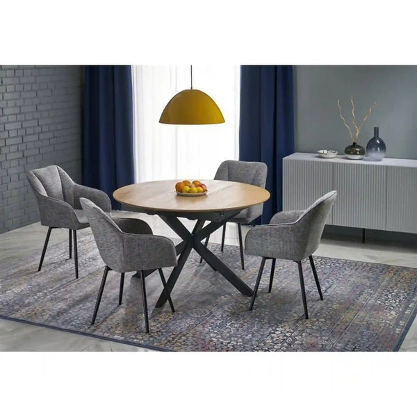 Masa extensibila ACORD, stejar/negru, 120-200x120x75 cm