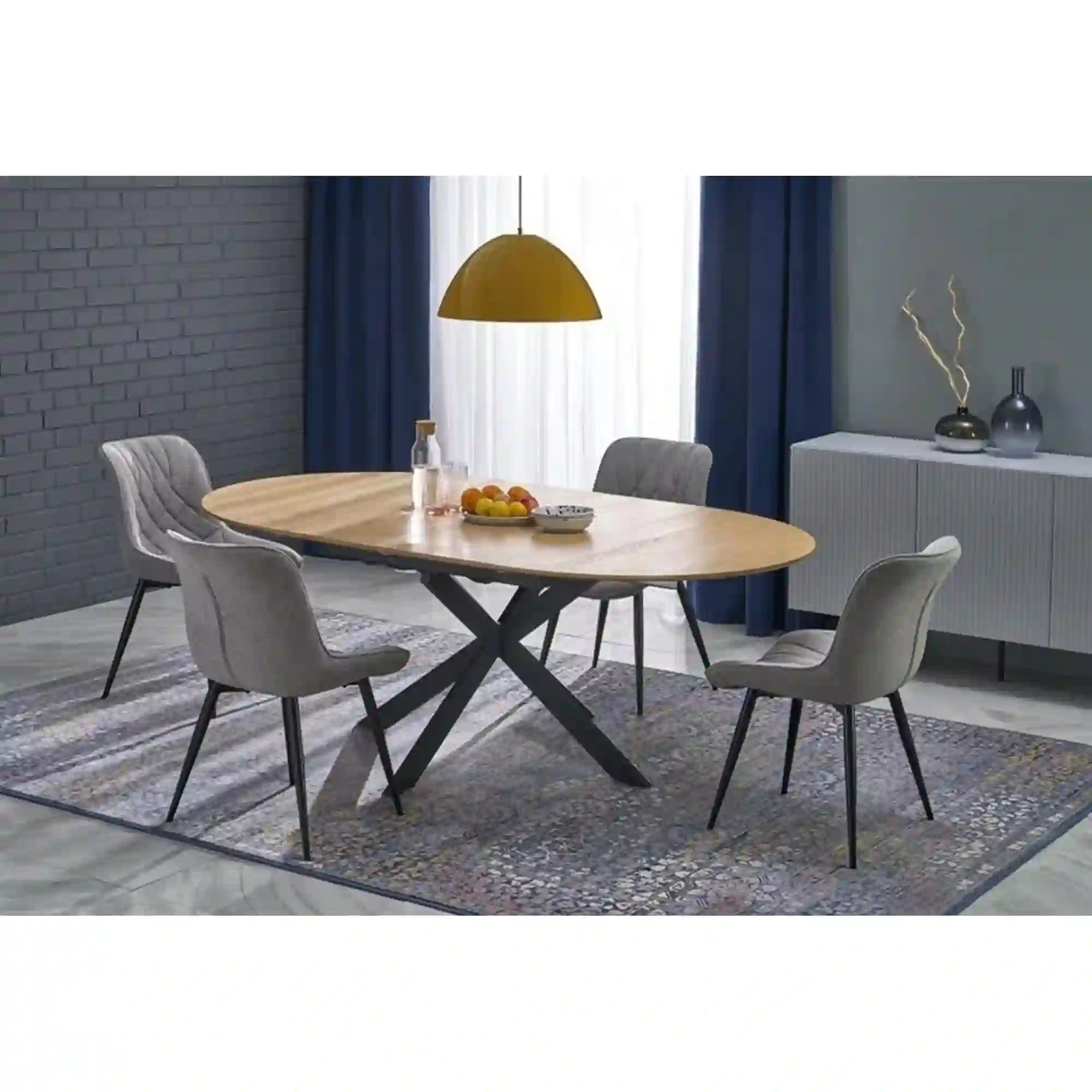 Masa extensibila ACORD, stejar/negru, 120-200x120x75 cm