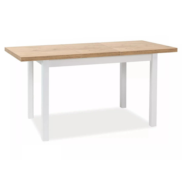 Masa extensibila ADAM, stejar lancelot/alb, PAL laminat, 100/140x60x75 cm