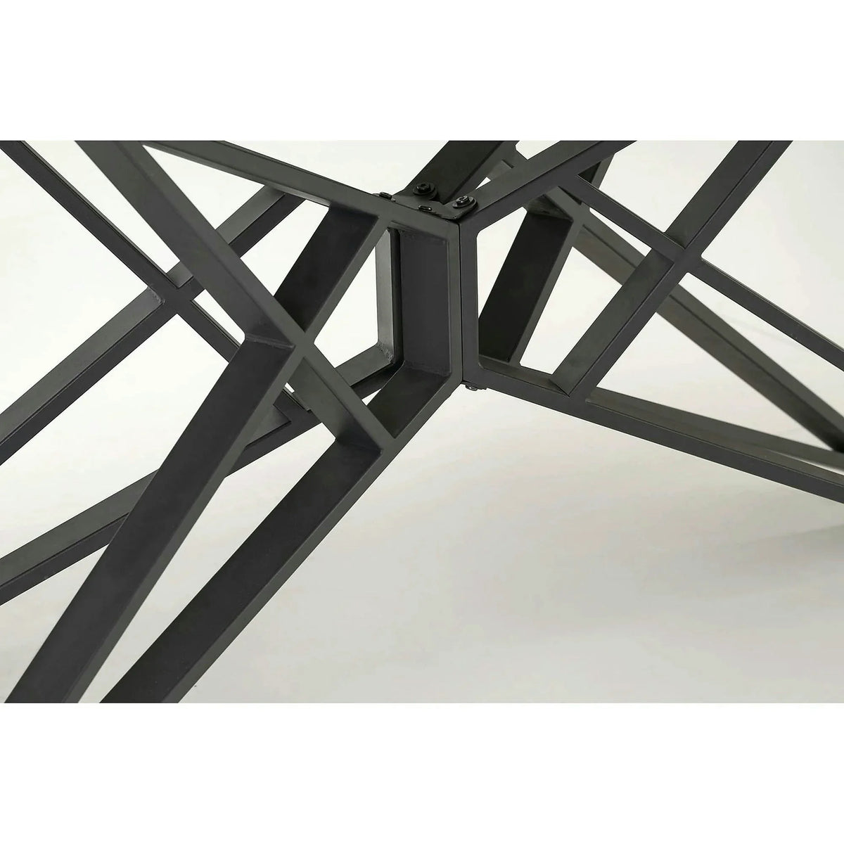 Masa extensibila ALFREDO, alb cu efect de marmura/negru, piatra sinterizata/otel, 160-240x91x76 cm