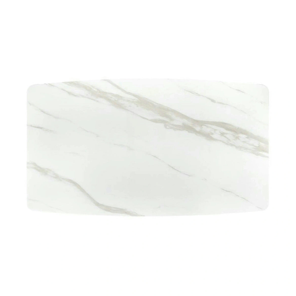 Masa extensibila ALFREDO, alb cu efect de marmura/negru, piatra sinterizata/otel, 160-240x91x76 cm