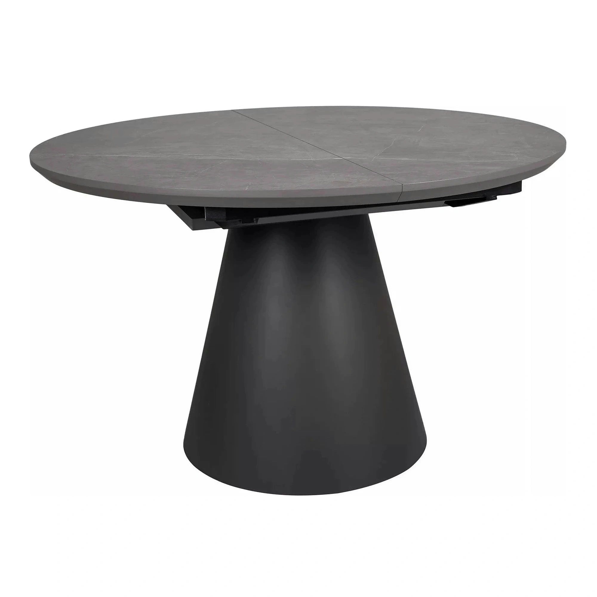 Masa extensibila ANGEL II, gri cu efect de marmura/negru, 120/160x120x75 cm