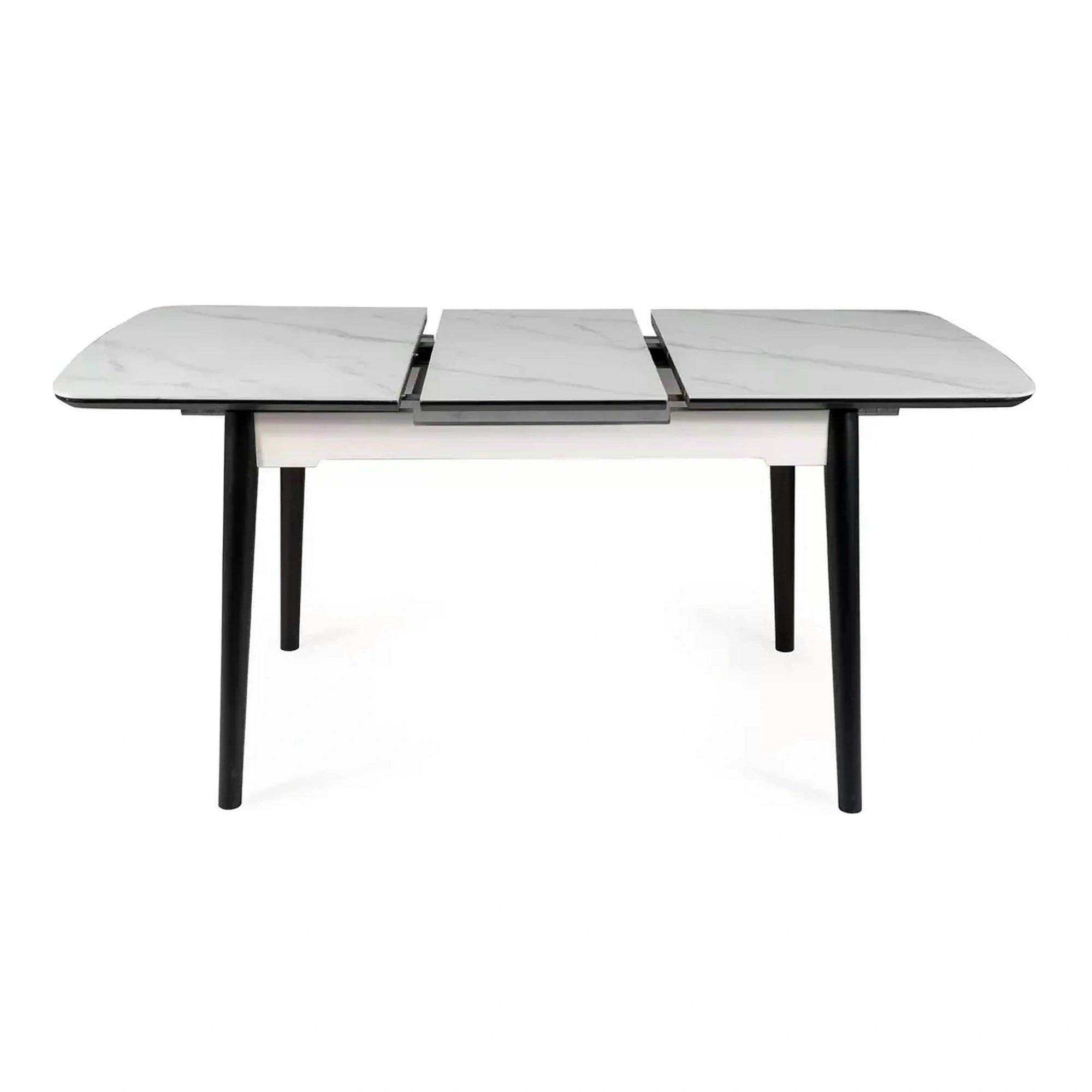 Masa extensibila APOLLO, alb cu efect de marmura/negru, 120/160x80x76 cm