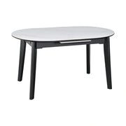 Masa extensibila ARES, alb cu efect de marmura/negru, ceramica/metal, 120/150x85x76 cm