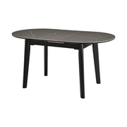 Masa extensibila ARES, gri cu efect de marmura/negru, ceramica/metal, 120/150x85x76 cm