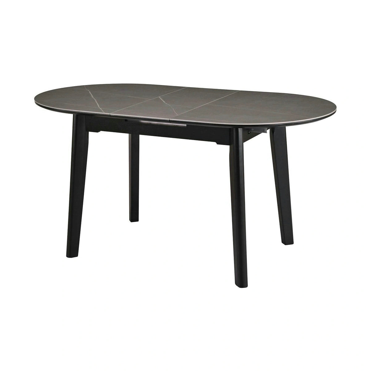 Masa extensibila ARES, gri cu efect de marmura/negru, ceramica/metal, 120/150x85x76 cm