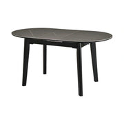 Masa extensibila ARES, gri cu efect de marmura/negru, ceramica/metal, 120/150x85x76 cm