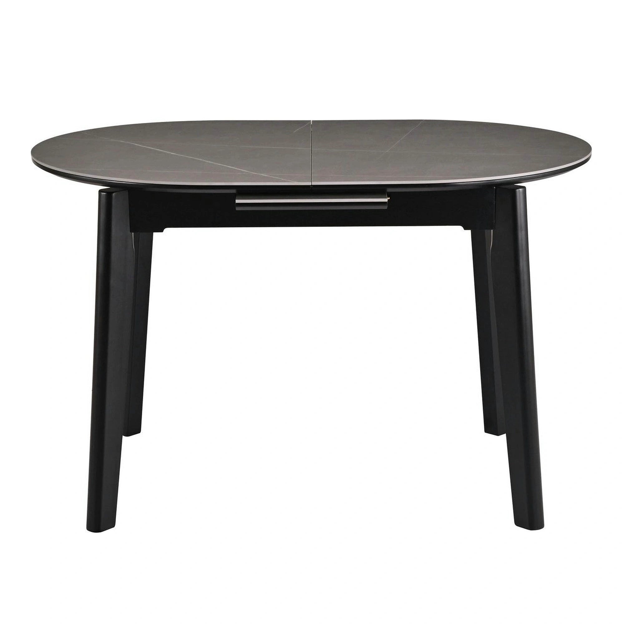 Masa extensibila ARES, gri cu efect de marmura/negru, ceramica/metal, 120/150x85x76 cm