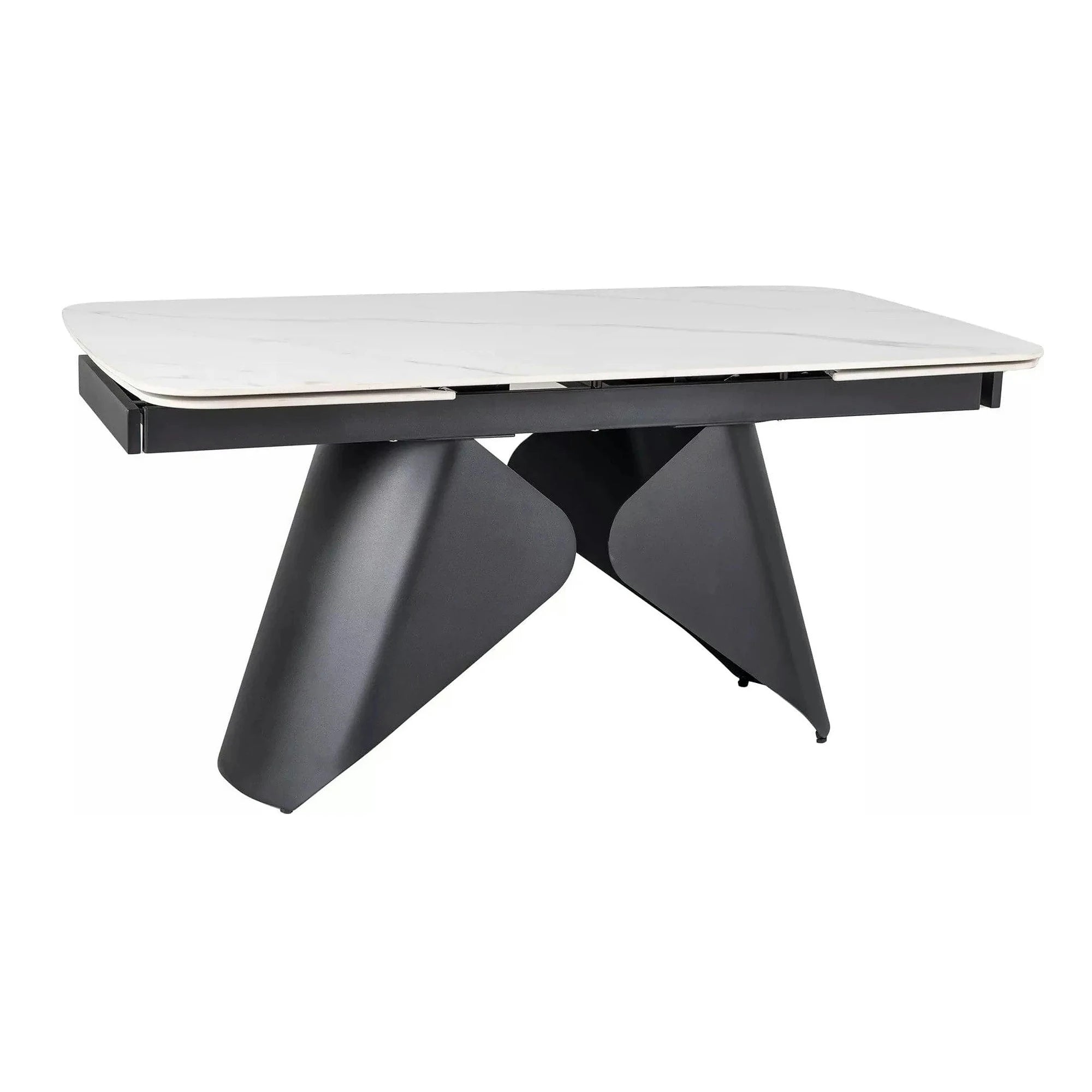 Masa extensibila ARMANDO, alb cu efect de marmura, ceramica/metal, 160/240x90x76 cm