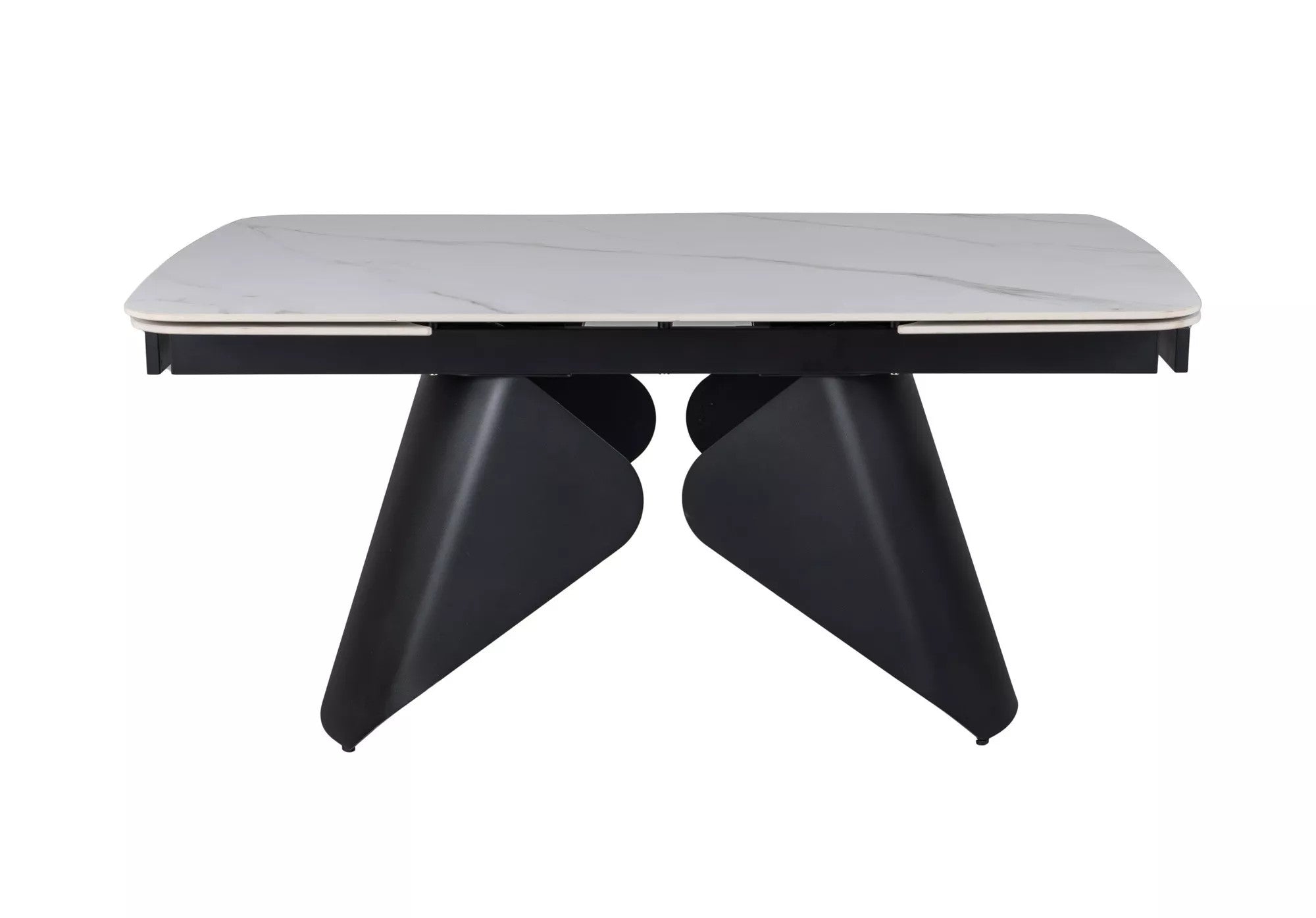 Masa extensibila ARMANDO, alb cu efect de marmura, ceramica/metal, 160/240x90x76 cm