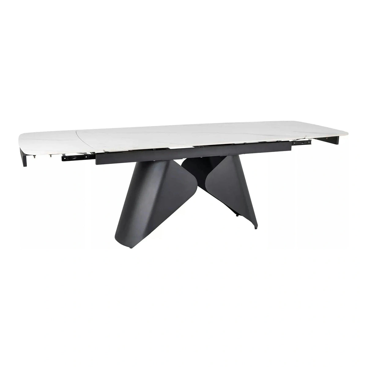 Masa extensibila ARMANDO, alb cu efect de marmura, ceramica/metal, 160/240x90x76 cm