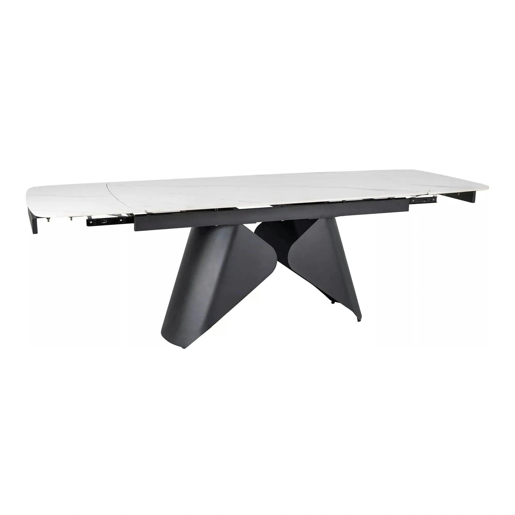 Masa extensibila ARMANDO, alb cu efect de marmura, ceramica/metal, 160/240x90x76 cm