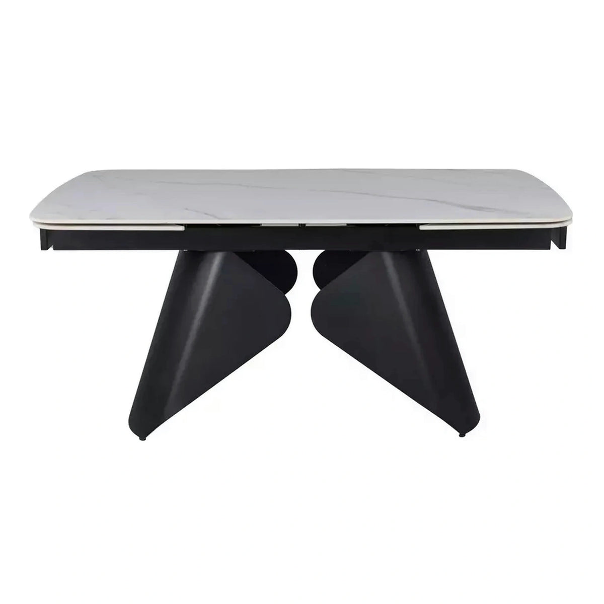 Masa extensibila ARMANDO, alb cu efect de marmura, ceramica/metal, 160/240x90x76 cm