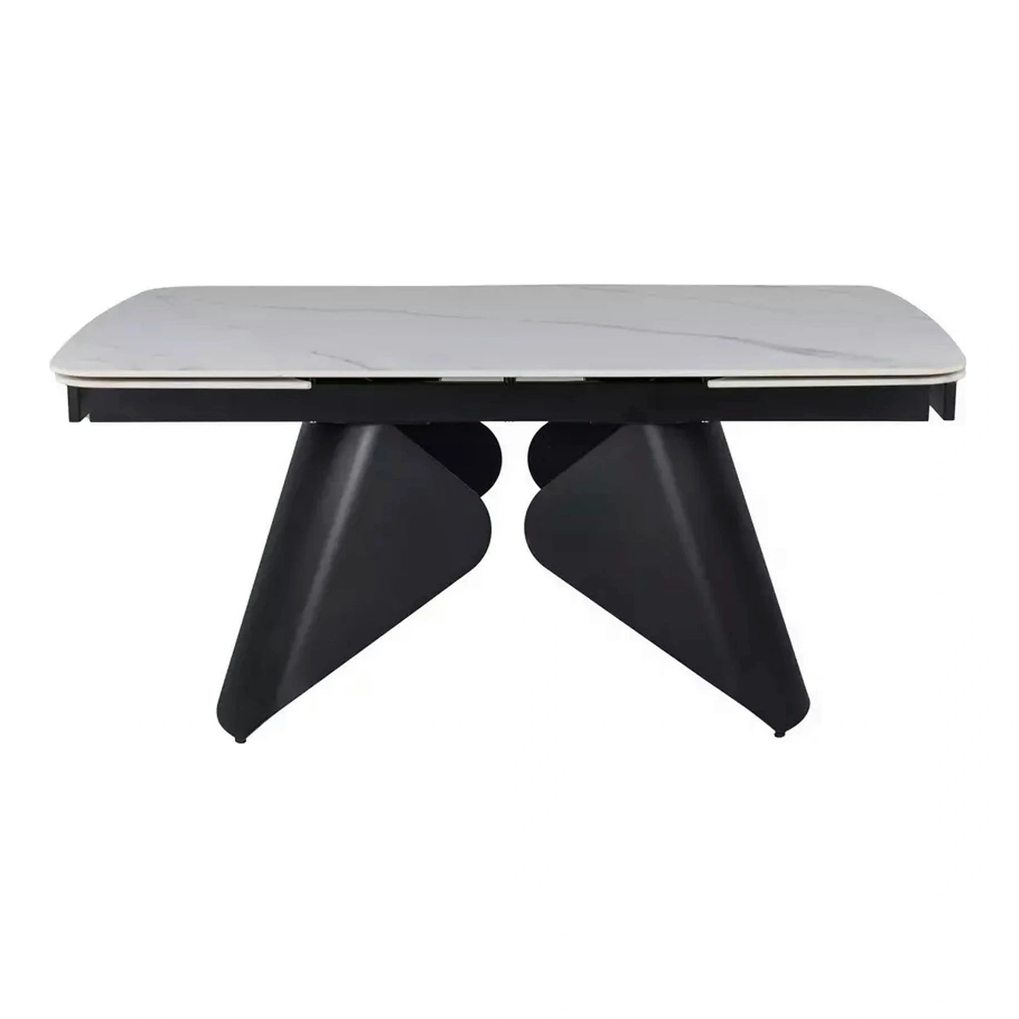 Masa extensibila ARMANDO, alb cu efect de marmura, ceramica/metal, 160/240x90x76 cm
