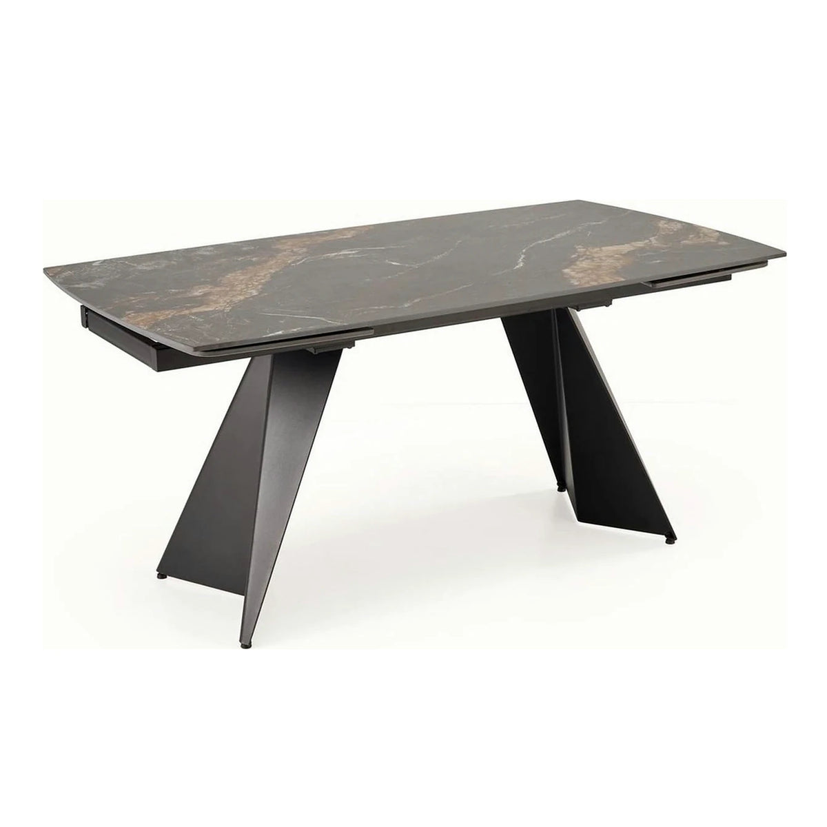 Masa extensibila ARMANI, negru cu efect de marmura/negru, piatra sinterizata/otel, 165-241x90x77 cm