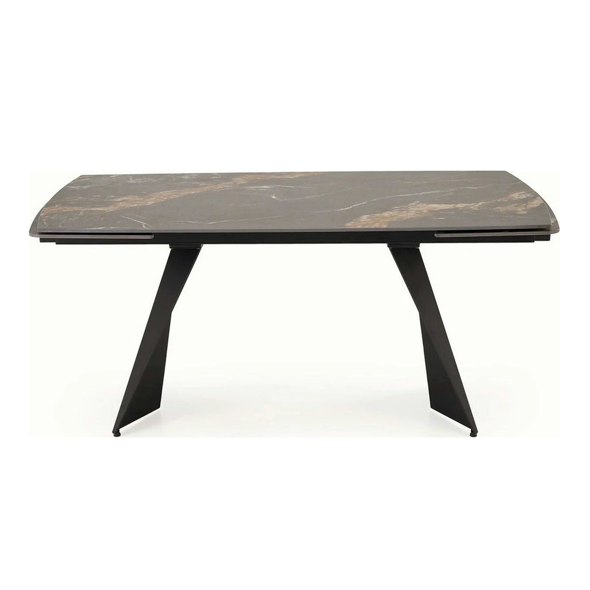 Masa extensibila ARMANI, negru cu efect de marmura/negru, piatra sinterizata/otel, 165-241x90x77 cm