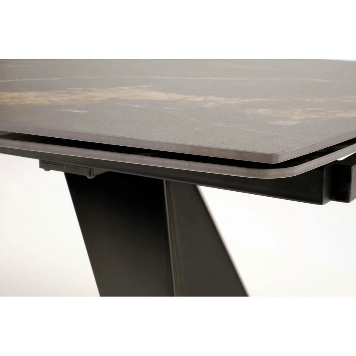 Masa extensibila ARMANI, negru cu efect de marmura/negru, piatra sinterizata/otel, 165-241x90x77 cm