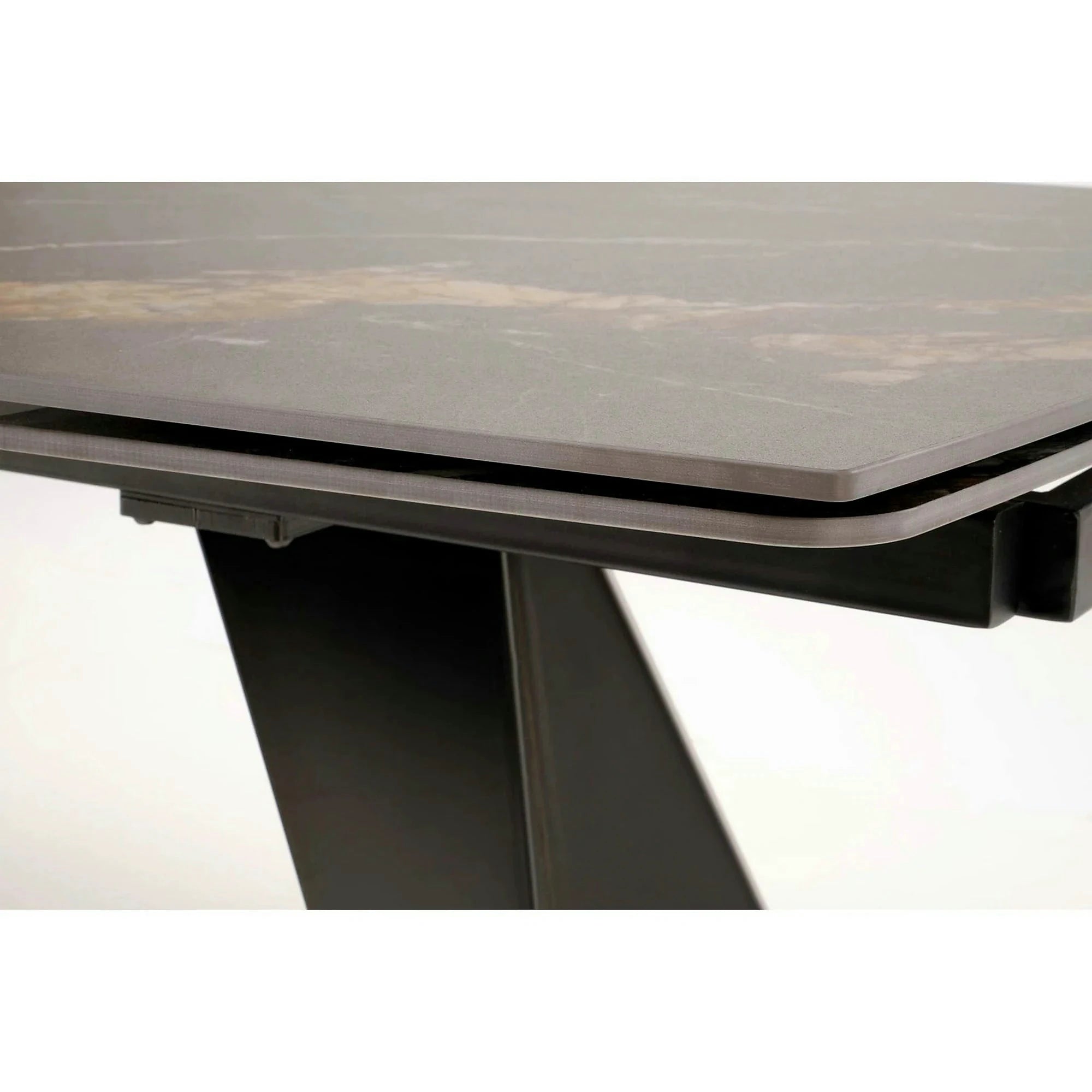 Masa extensibila ARMANI, negru cu efect de marmura/negru, piatra sinterizata/otel, 165-241x90x77 cm