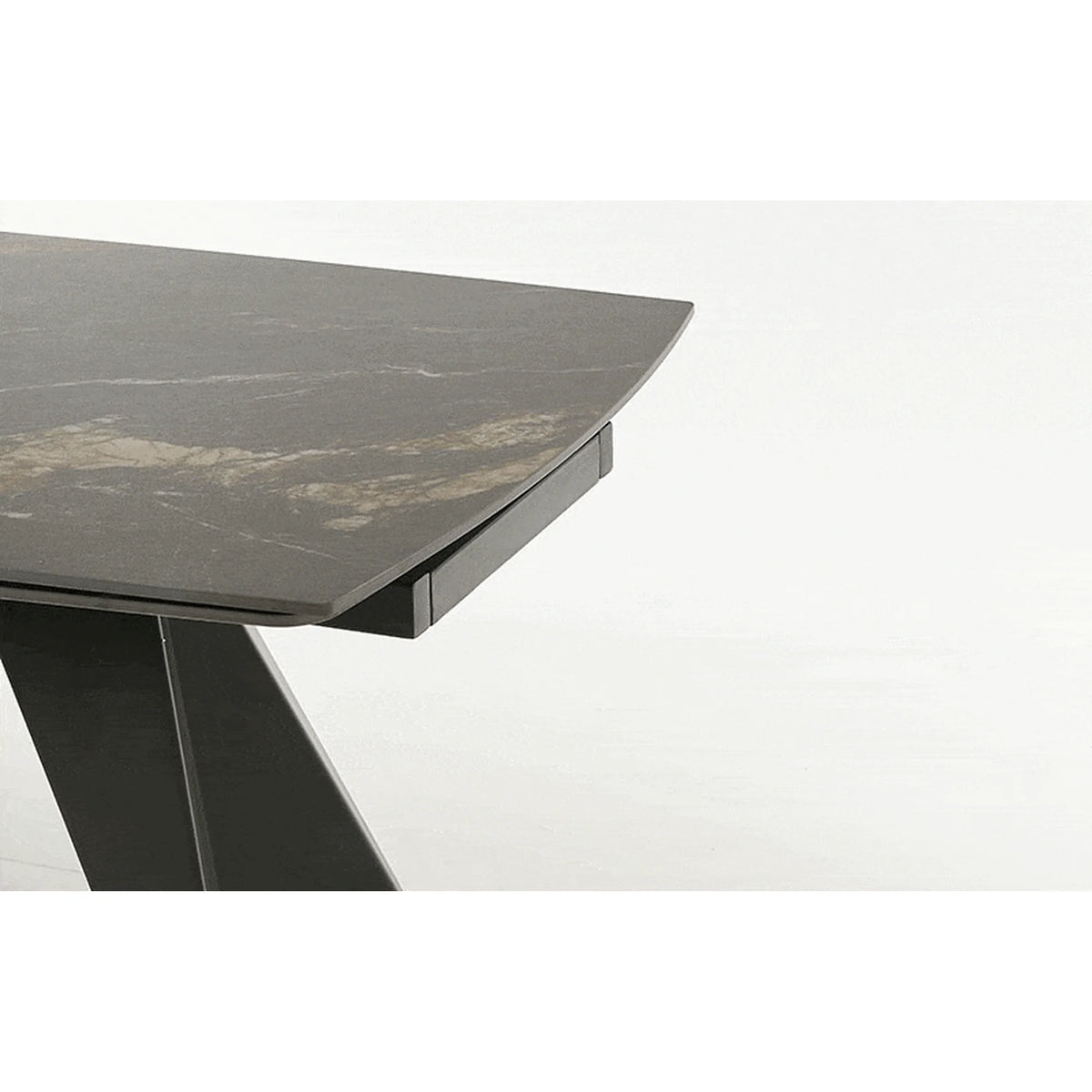 Masa extensibila ARMANI, negru cu efect de marmura/negru, piatra sinterizata/otel, 165-241x90x77 cm