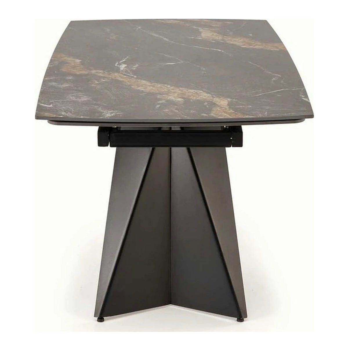 Masa extensibila ARMANI, negru cu efect de marmura/negru, piatra sinterizata/otel, 165-241x90x77 cm