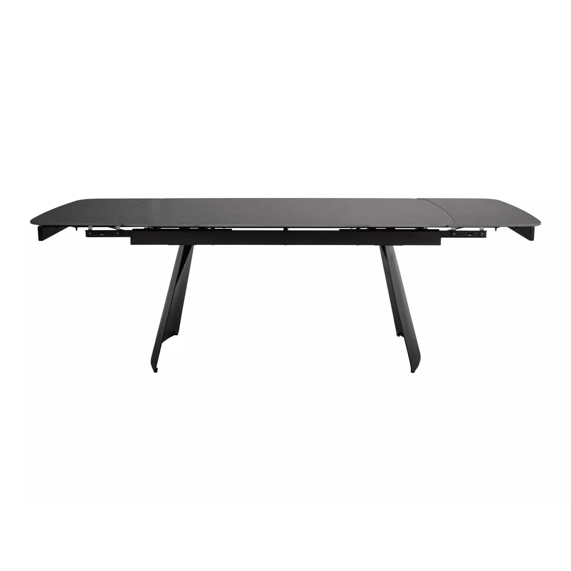 Masa extensibila BACARDI, negru mat cu efect de marmura, ceramica/metal, 160/240x90x76 cm