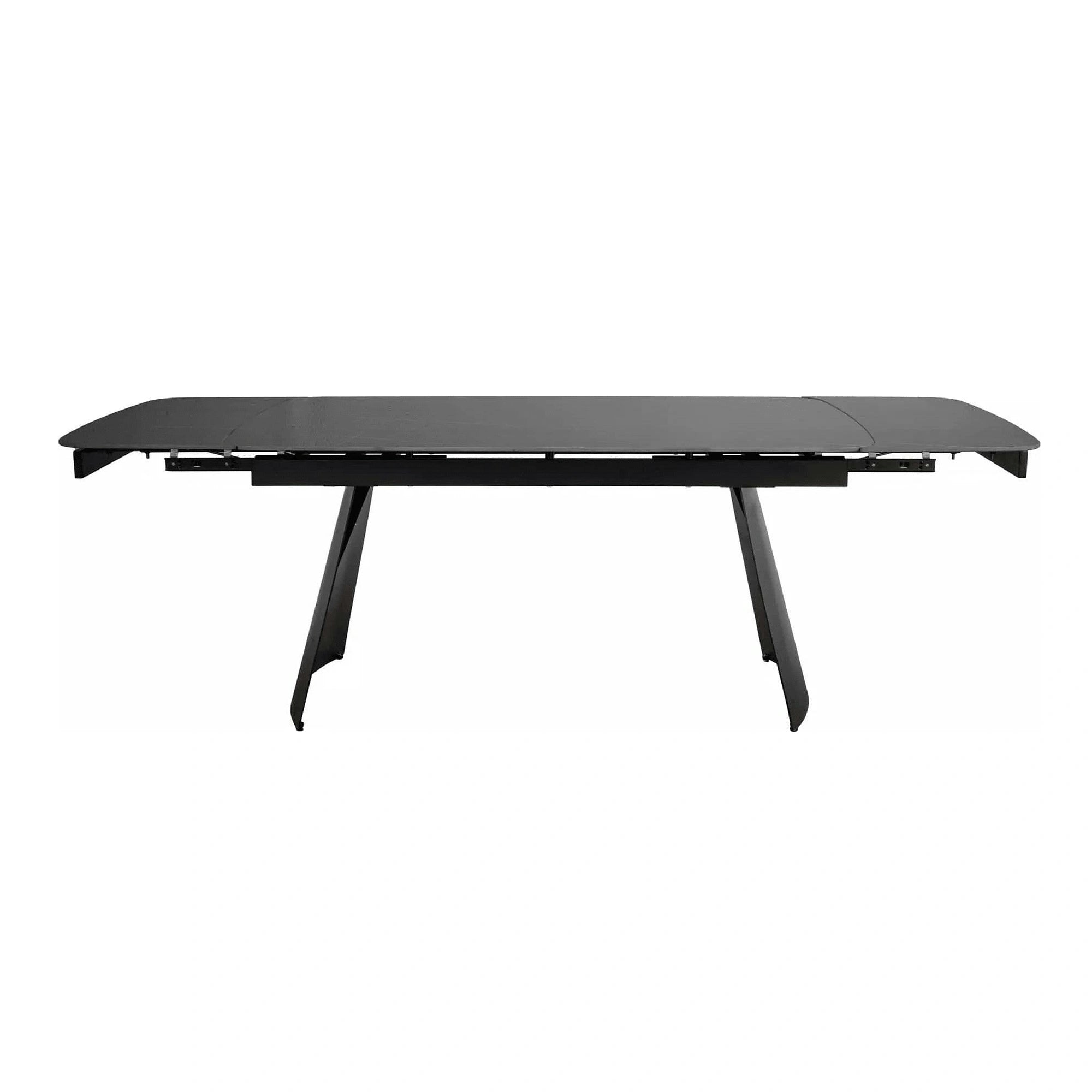 Masa extensibila BACARDI, negru mat cu efect de marmura, ceramica/metal, 160/240x90x76 cm