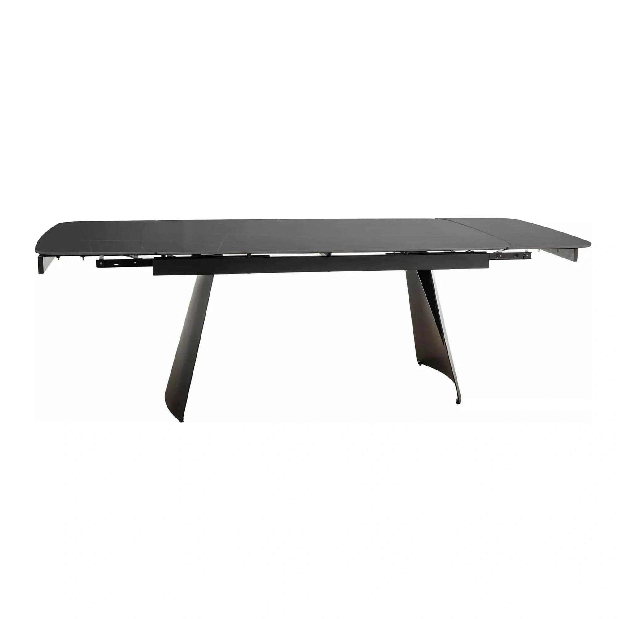 Masa extensibila BACARDI, negru mat cu efect de marmura, ceramica/metal, 160/240x90x76 cm