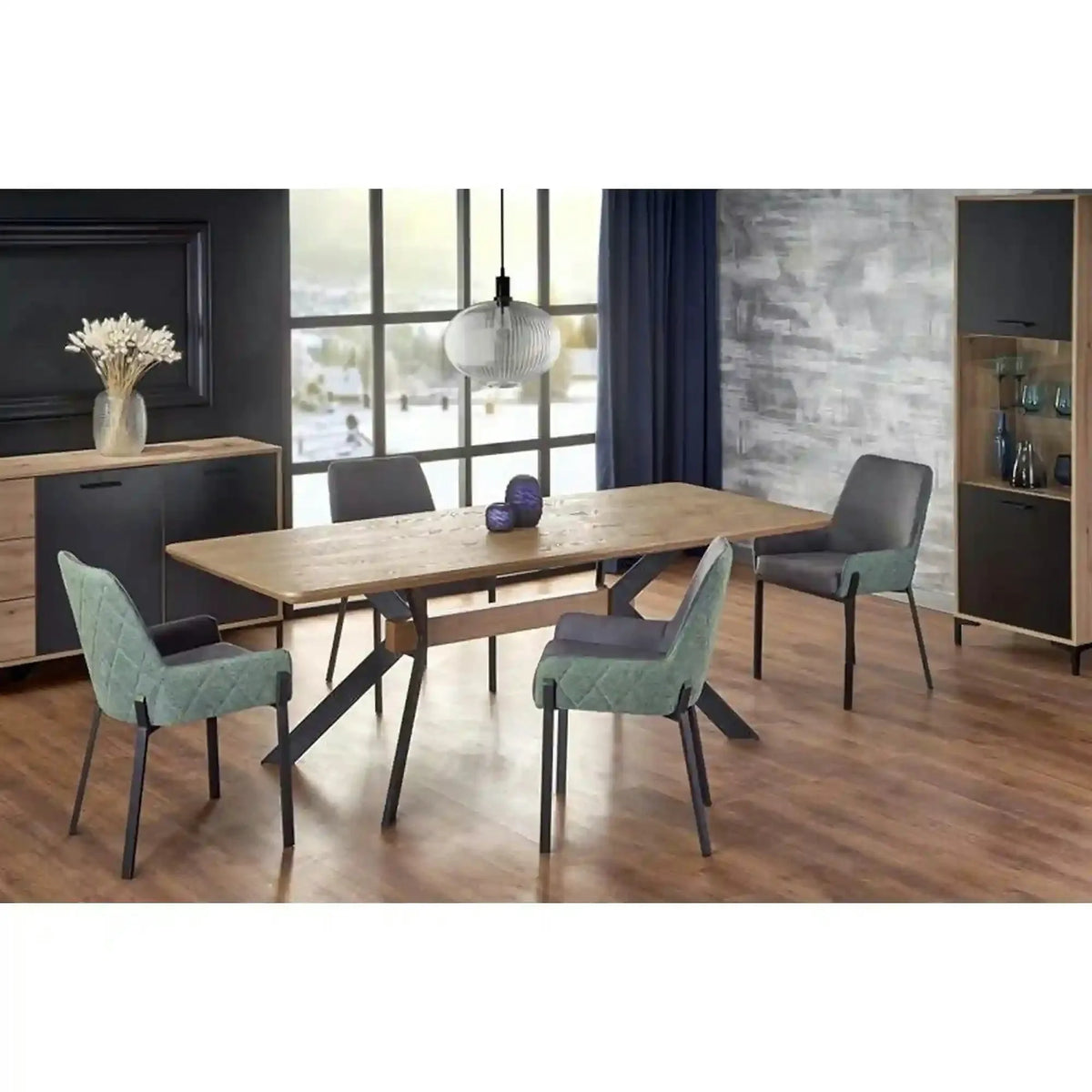 Masa extensibila BACARDI, stejar sonoma/negru, 160/220x90x76 cm