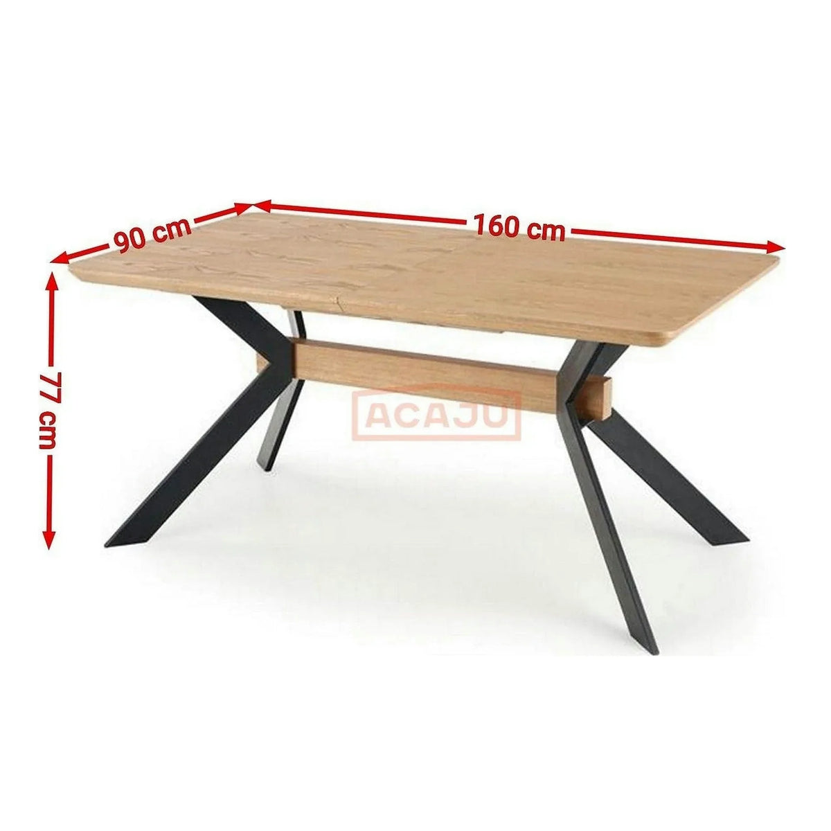 Masa extensibila BACARDI, stejar sonoma/negru, 160/220x90x76 cm