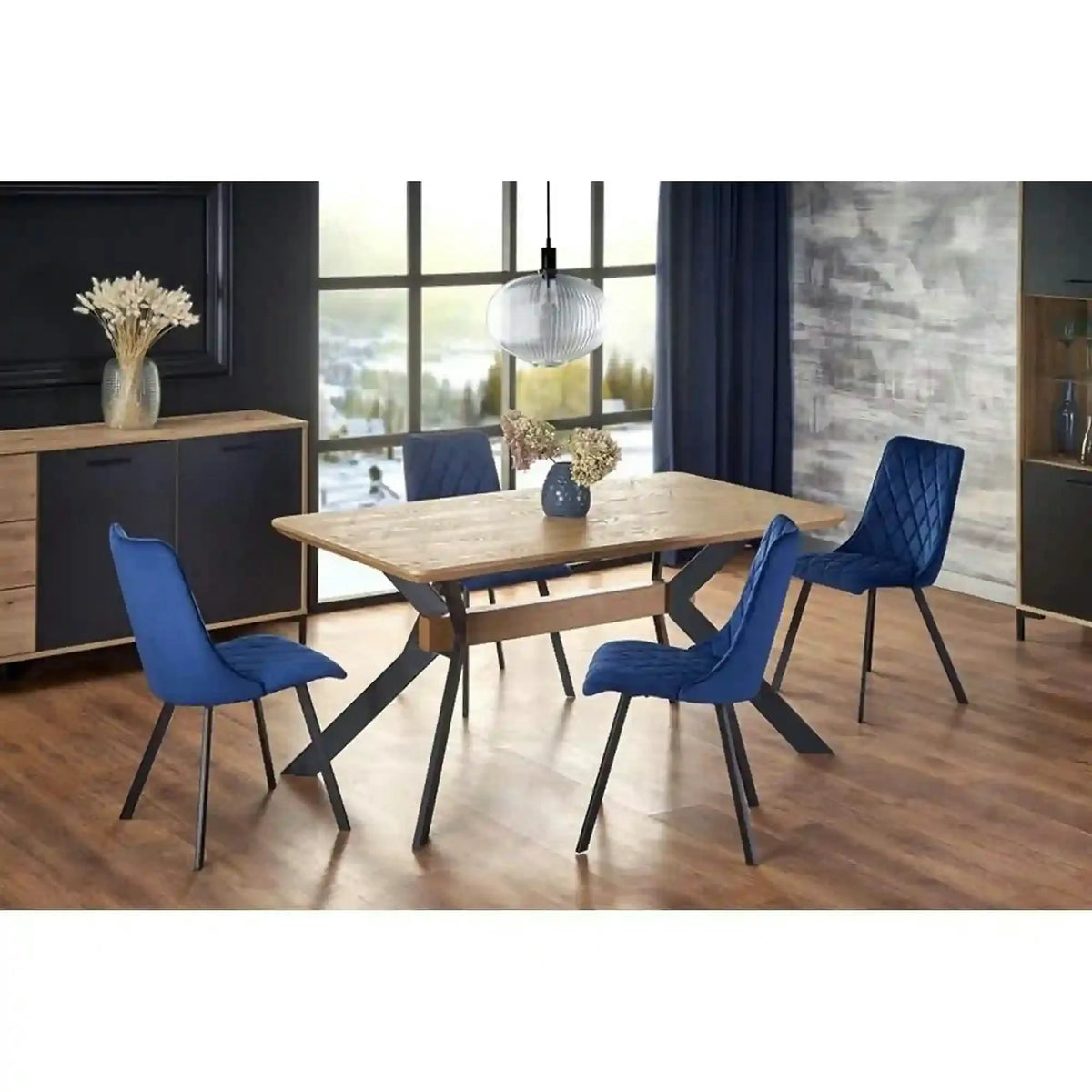 Masa extensibila BACARDI, stejar sonoma/negru, 160/220x90x76 cm