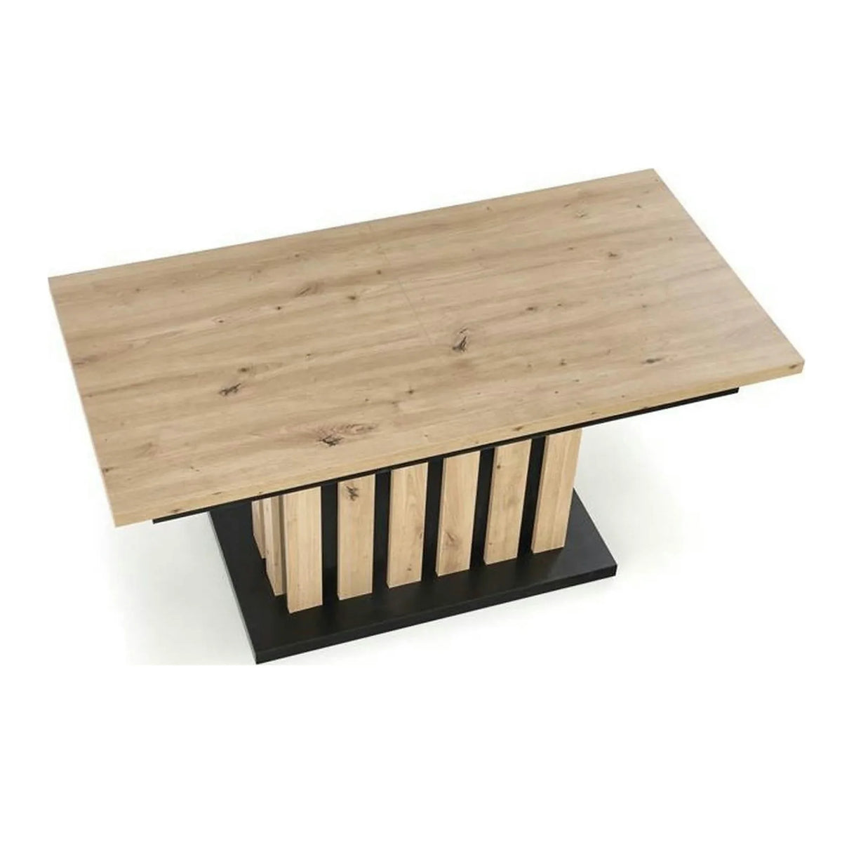 Masa extensibila BARETTI, stejar artisan/negru, PAL furniruit, 130/170x65x65/82 cm