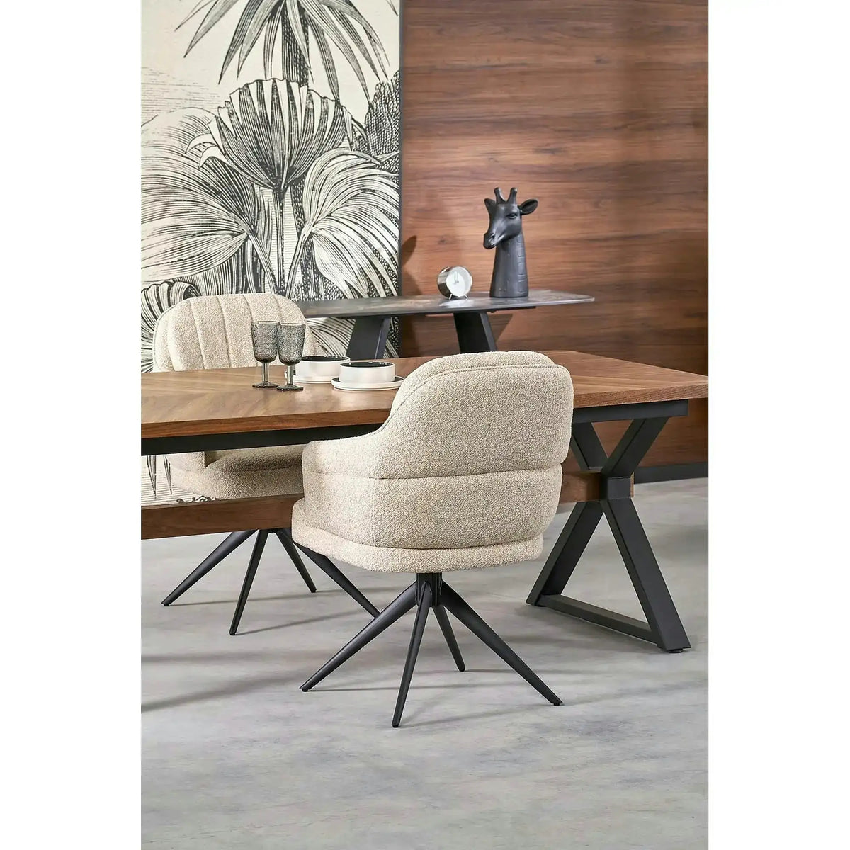 Masa extensibila BARON, nuc/negru, 200-350x100x75 cm