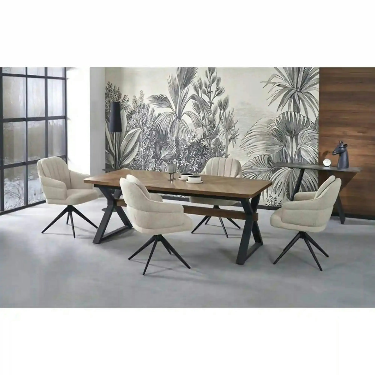 Masa extensibila BARON, nuc/negru, 200-350x100x75 cm