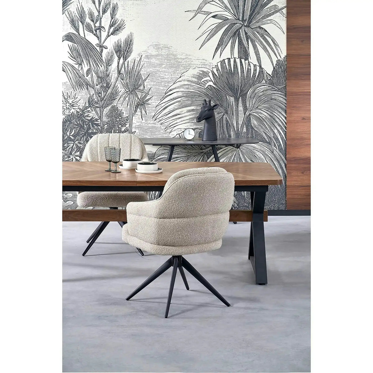 Masa extensibila BARON, nuc/negru, 200-350x100x75 cm