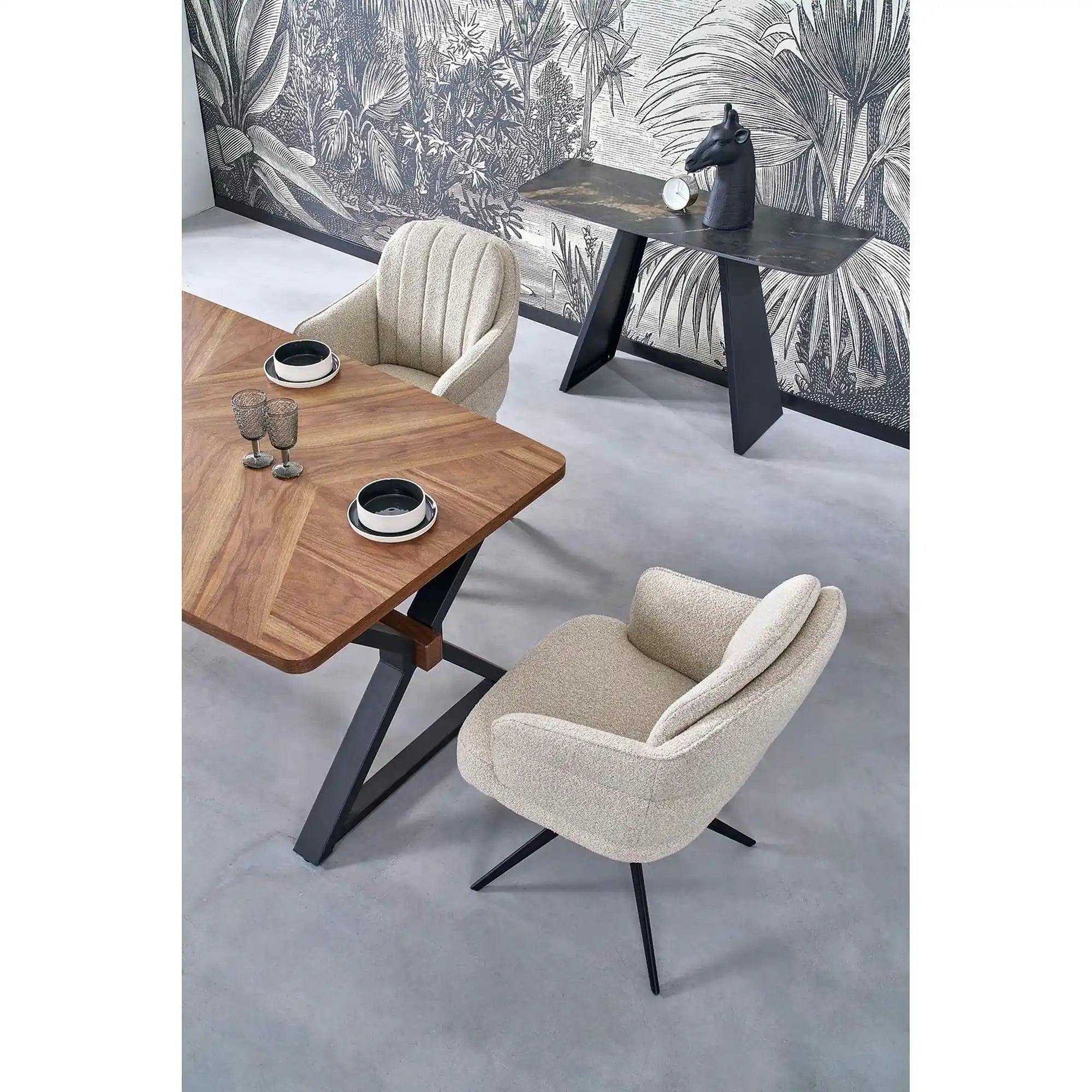 Masa extensibila BARON, nuc/negru, 200-350x100x75 cm
