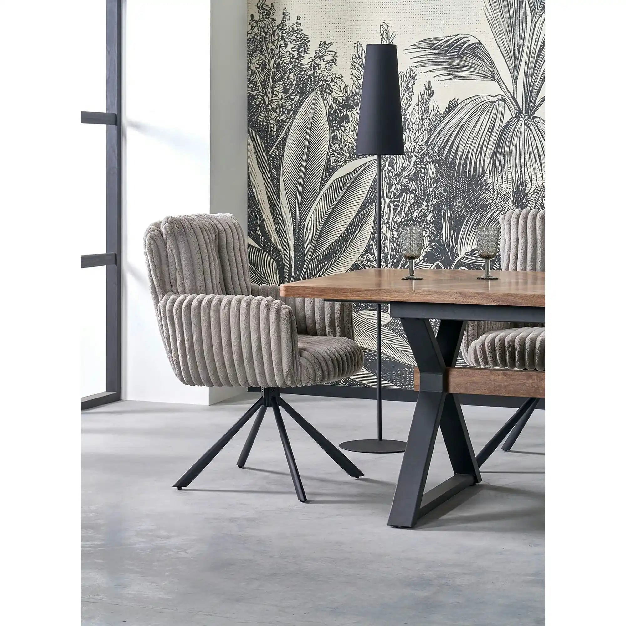 Masa extensibila BARON, nuc/negru, 200-350x100x75 cm