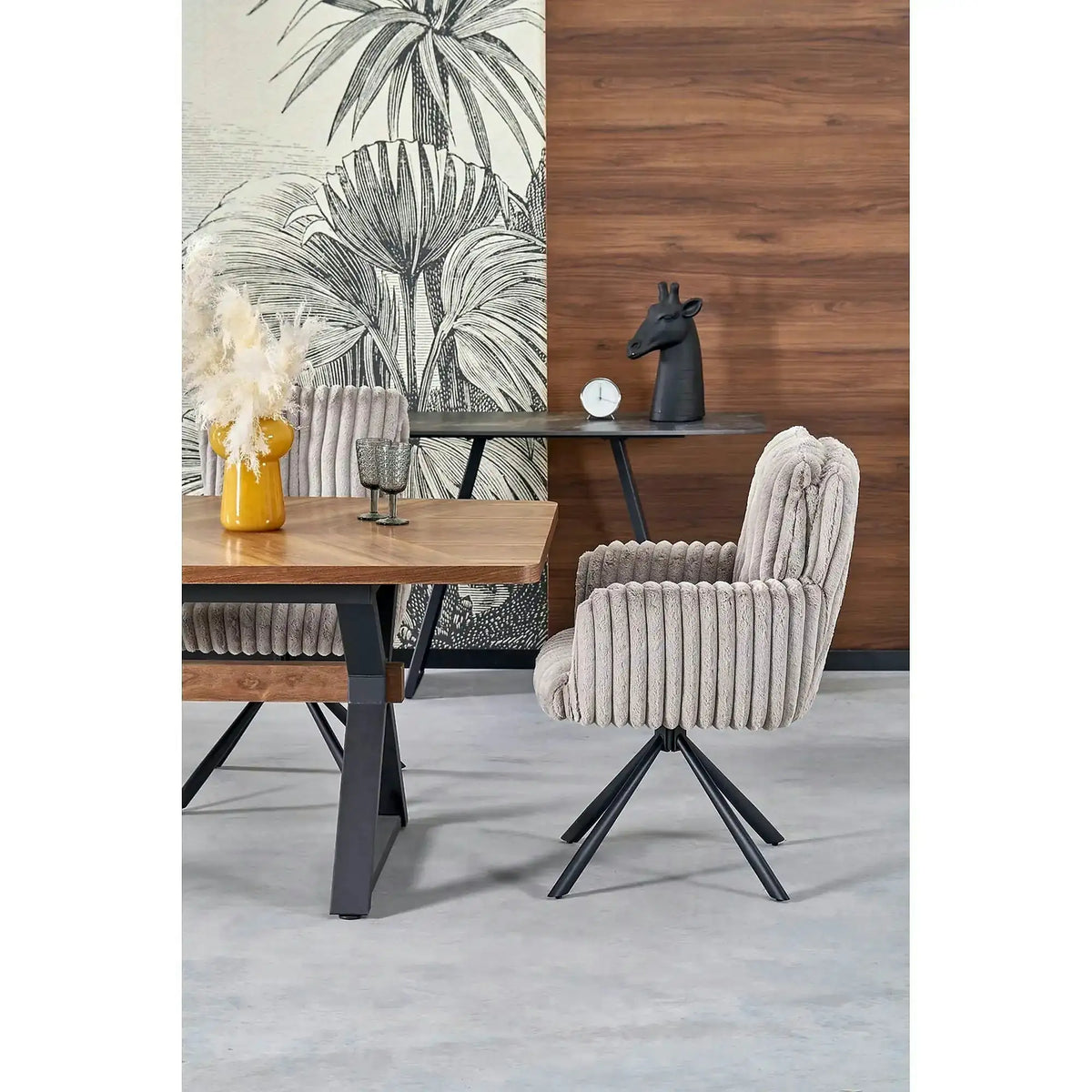 Masa extensibila BARON, nuc/negru, 200-350x100x75 cm